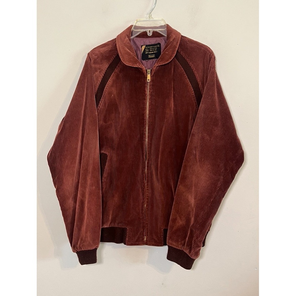Vintage Neutral Corduroy Bomber Jacket Brown L Earthy Granola Country Retro 70s